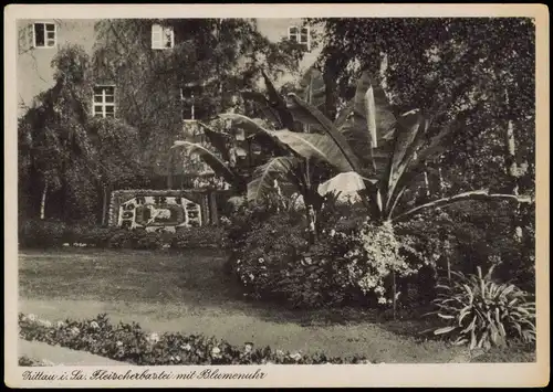 Ansichtskarte Zittau Fleischerbastei mit Blumenuhr 1940