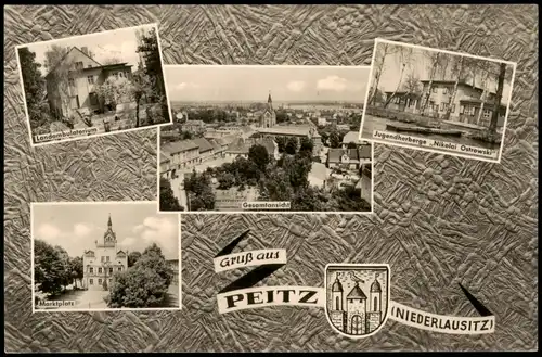 Peitz Picnjo DDR Mehrbildkarte 1961   unfrankiert gel (mit Nachgebühr-Vermerk)