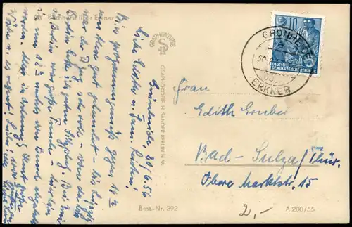 Altbuchhorst-Grünheide (Mark) Partie See 1955  Stempel "Grünheide über Erkner"