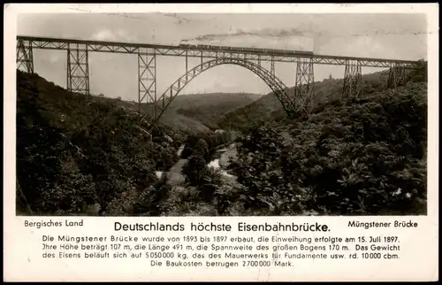 Ansichtskarte Remscheid Müngstener Brücke | Kaiser-Wilhelm-Brücke 1959
