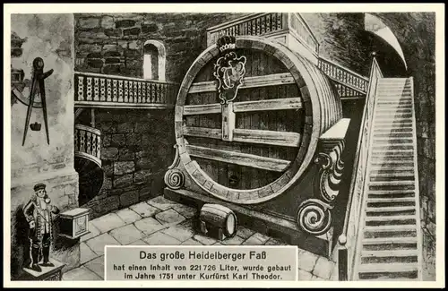 Ansichtskarte Heidelberg Heidelberger Schloss, Riesenfas 1931