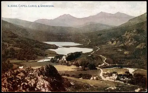 Postcard Capel Curig Landschaft & Snowdon 1912