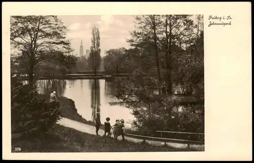 Ansichtskarte Freiberg (Sachsen) Johannispark, Fotokarte 1928