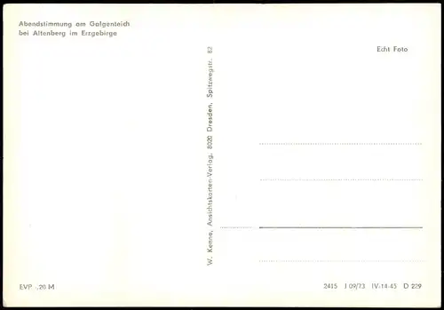 Ansichtskarte Altenberg (Erzgebirge) Galgenteich im Erzgebirge 1973