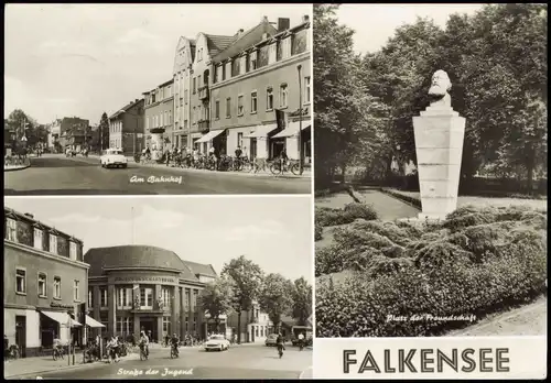 Ansichtskarte Falkensee DDR Mehrbildkarte mit 3 Ortsansichten 1977/1976