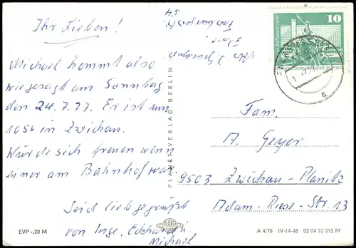Ansichtskarte Falkensee DDR Mehrbildkarte mit 3 Ortsansichten 1977/1976
