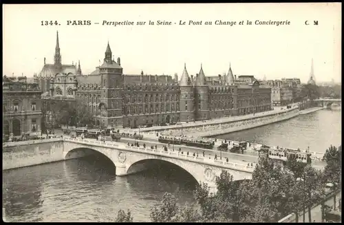 Paris Perspective sur la Seine - Le Pont au Change et la Conciergerie 1910