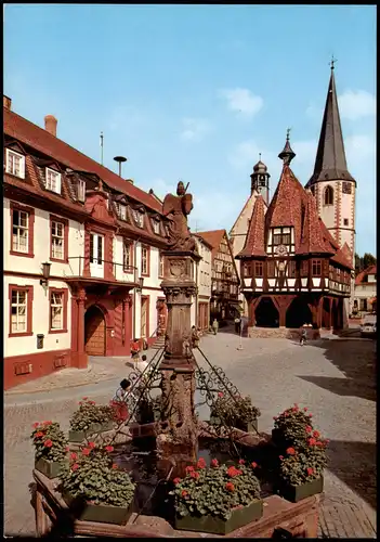 Ansichtskarte Michelstadt Marktbrunnen und Rathaus aus dem Jahre 1484 1980