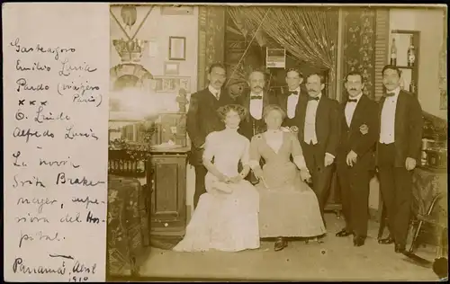 Foto Panama-Stadt Panamá Familie in der Gaststube 1910 Privatfoto