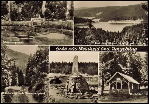 Steinheid-Neuhaus am Rennweg   Schwarzaquelle Dreistromstein Rasthütte 1971