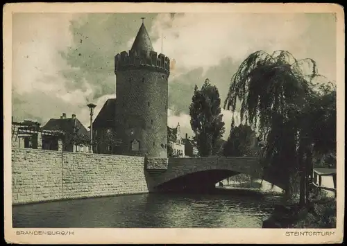 Ansichtskarte Brandenburg an der Havel Partie am Steintorturm 1939