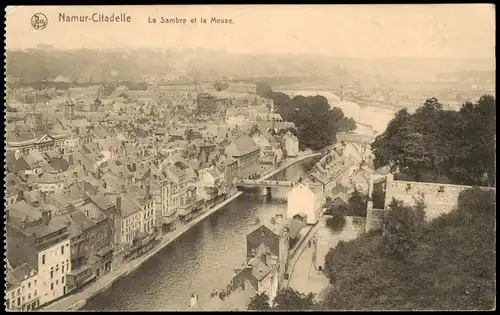 Namur Namen La Sambre  Meuse Panorama-Ansicht 1915   1. WK als dt. Feldpost