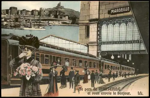 CPA Marseille Gare (Bahnhof) Künstlerkarte 1910