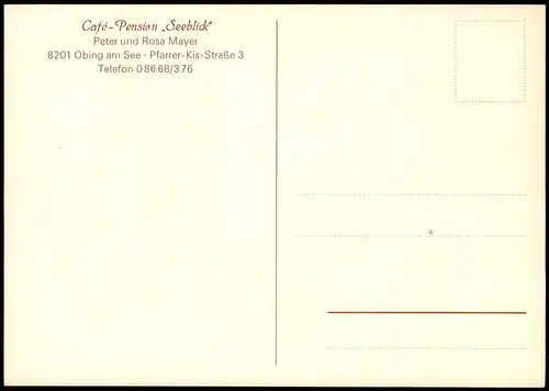 Obing (Chiemgau) Mehrbild-AK mit Café Pension Seeblick Peter und Rosa Mayer 1970