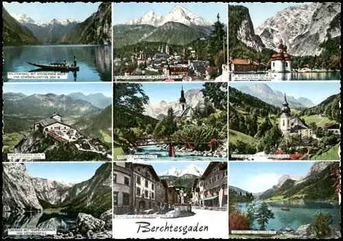 Ansichtskarte Berchtesgaden Mehrbildakrte mit 9 Umland-Ansichten 1960