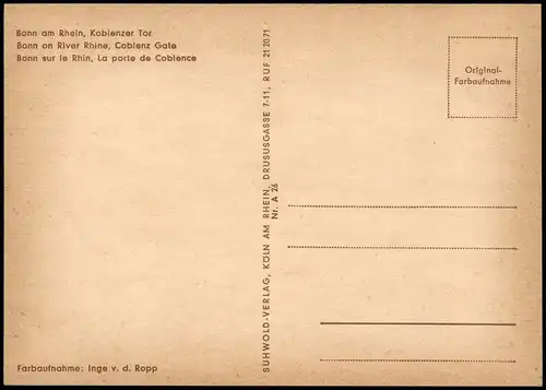Ansichtskarte Bonn Koblenzertor Koblenzer Tor Partie 1970