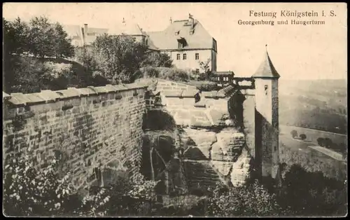 Königstein (Sächsische Schweiz) Georgenburg und Hungerturm Festung 1924