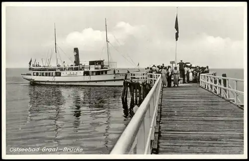 Ansichtskarte Graal-Müritz Dampfer Kronprinz und Seebrücke 1936