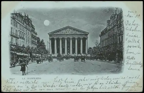 CPA Paris LA MADELEINE, Mondschein-Karte 1899 Luna