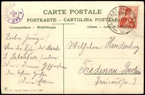 Cartoline .Italien Italia Monte S. Salvatore Castagnola 1911