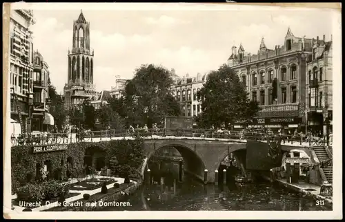 Postkaart Utrecht Utrecht Oude Gracht met Domtoren 1940