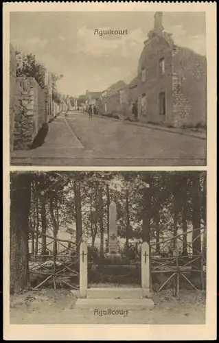 CPA Aguilcourt 2-Bild-Karte Ortsansichten ca. 1. Weltkrieg 1910
