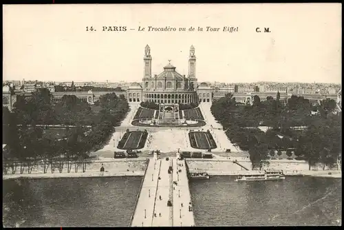 CPA Paris Le Trocadéro vu de la Tour Eiffel 1910