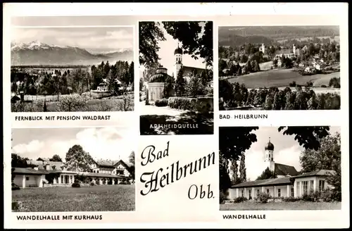 Ansichtskarte Bad Heilbrunn Mehrbildkarte mit diversen Ortsansichten 1962