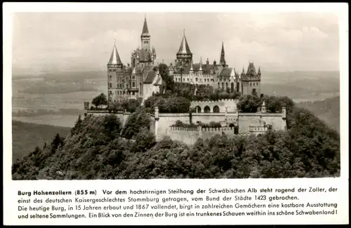 Ansichtskarte Hechingen Burg Hohenzollern Gesamtansicht 1955