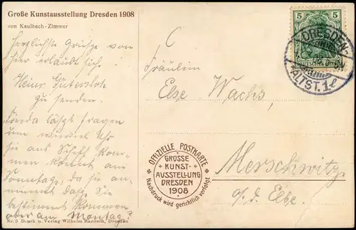 Ansichtskarte Dresden Große Kunstausstellung - Kaulbach Zimmer 1908