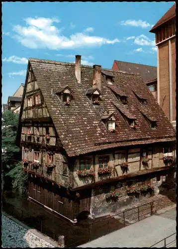 Ansichtskarte Ulm a. d. Donau Ortsansicht, Schiefes Haus a. d. Blau 1970