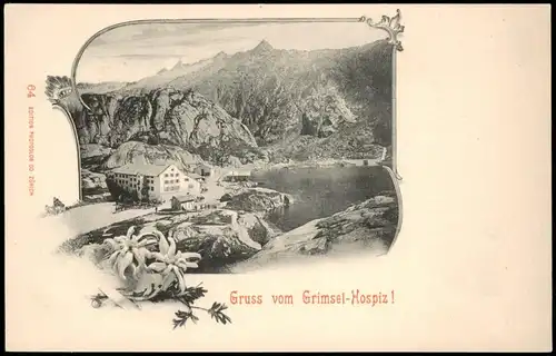Gletsch Grimsel (Grimselpass) - Haus, Edelweiss 1912 Passepartout