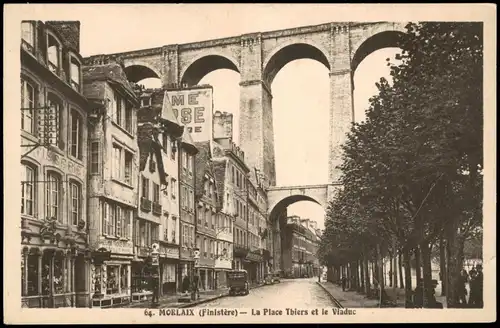 CPA Morlaix La Place Thiers et le Viaduc - Straße 1922
