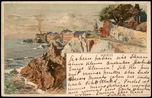 Nervi-Genua Genova (Zena) Blick auf die Stadt - Künstlerkarte 1904