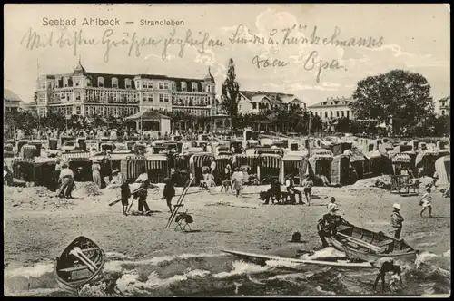 Ansichtskarte Ahlbeck (Usedom) Strandleben - Hotel 1919