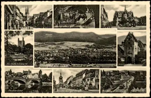 Ansichtskarte Saalfeld (Saale) Mehrbild: Stadt, Straßen, Bauwerke 1934