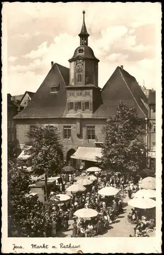 Ansichtskarte Jena Marktplatz, Markttreiben 1941  gel. Feldpost WK2