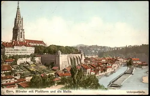 Ansichtskarte Bern (Schweiz) Berne Münster mit Plattform und die Matte. 1914