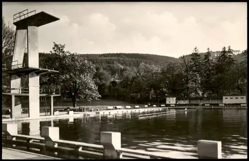 Ansichtskarte Finsterbergen-Friedrichroda Schwimmbad, Sprungturm 1965