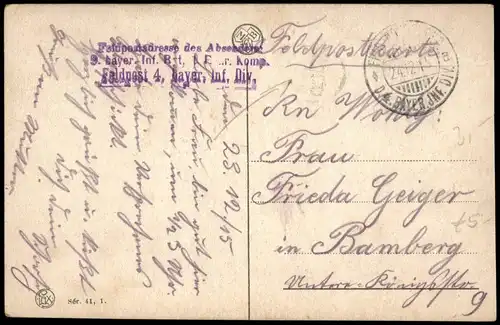 CPA La Bassée 1915 Rue de la Porte d'Estaires 1915  gel. div. Feldpoststempel