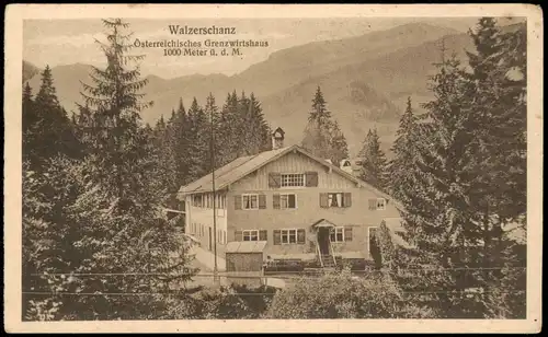 Ansichtskarte Riezlern-Mittelberg/Vorarlberg Grenzgasthof Walserschanz 1923