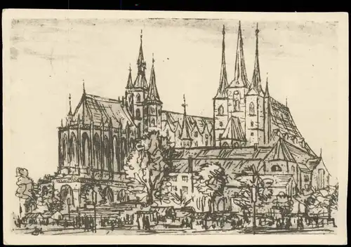 Ansichtskarte Erfurt St. Severikirche - Künstlerkarte 1960
