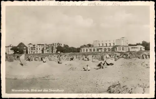 Ansichtskarte Warnemünde-Rostock Blick auf das Strandhaus 1953