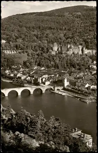 Ansichtskarte Heidelberg Blick vom Philosophenweg auf Heidelberg 1963