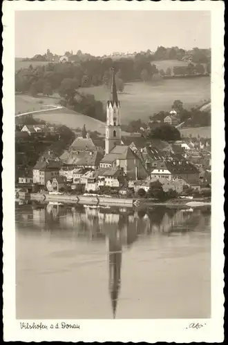 Vilshofen an der Donau Stadt, Kirche - Seespiegelung Fotokunst 1962
