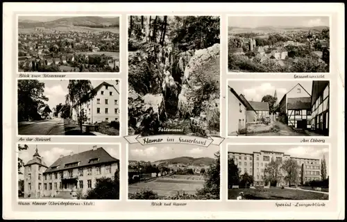 Ansichtskarte Hemer Stadtansichten: Haus, Lungenklinik, Straße 1953