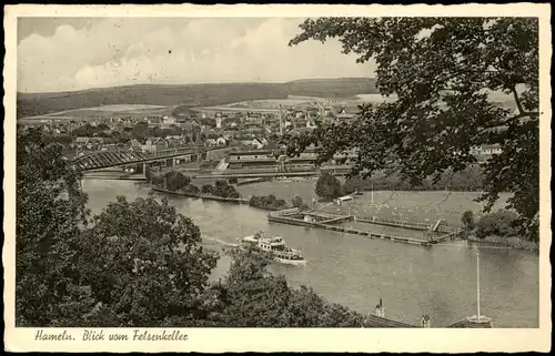 Ansichtskarte Hameln Blick vom Felsenkeller - Flußbadeanstalt 1951