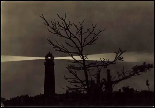 Ansichtskarte Prerow Leuchtturm bei Nacht Stimmungsbild 1966