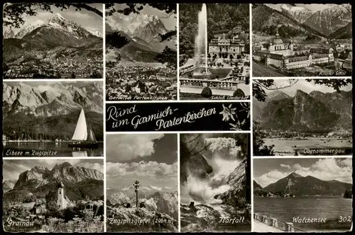 Ansichtskarte Garmisch-Partenkirchen Mehrbildkarte: Panorama und Umland 1966