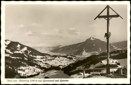 Ansichtskarte Gunzesried-Blaichach Blick vom Mitterberg im Winter 1954